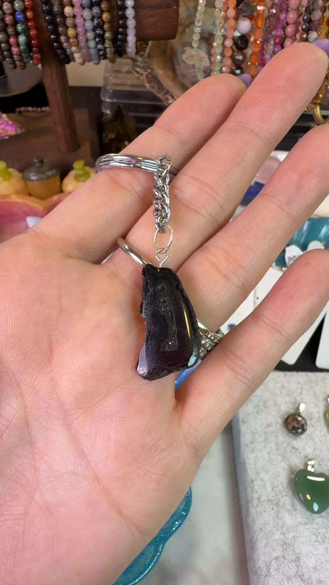 plant/black agate keychain-0