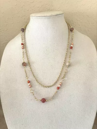 plant/hand made by me sunstone double strand necklace-0-thumbnail