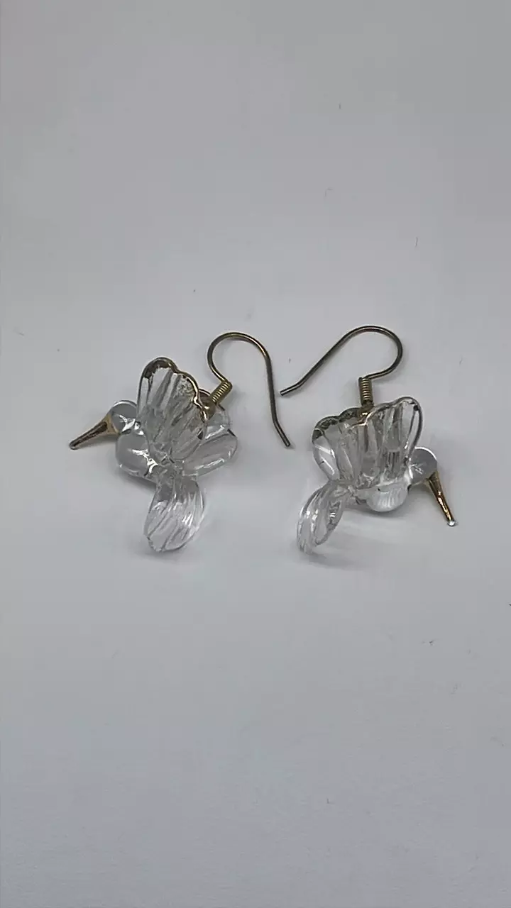 plant/Glass Hummingbird earrings-0