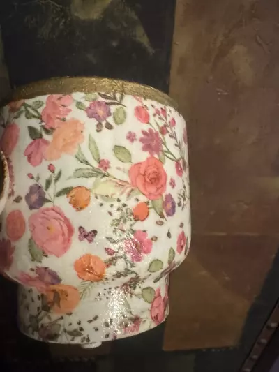 plant/Hand painted and decoupage 3.5” Terra cotta pot-4-thumbnail