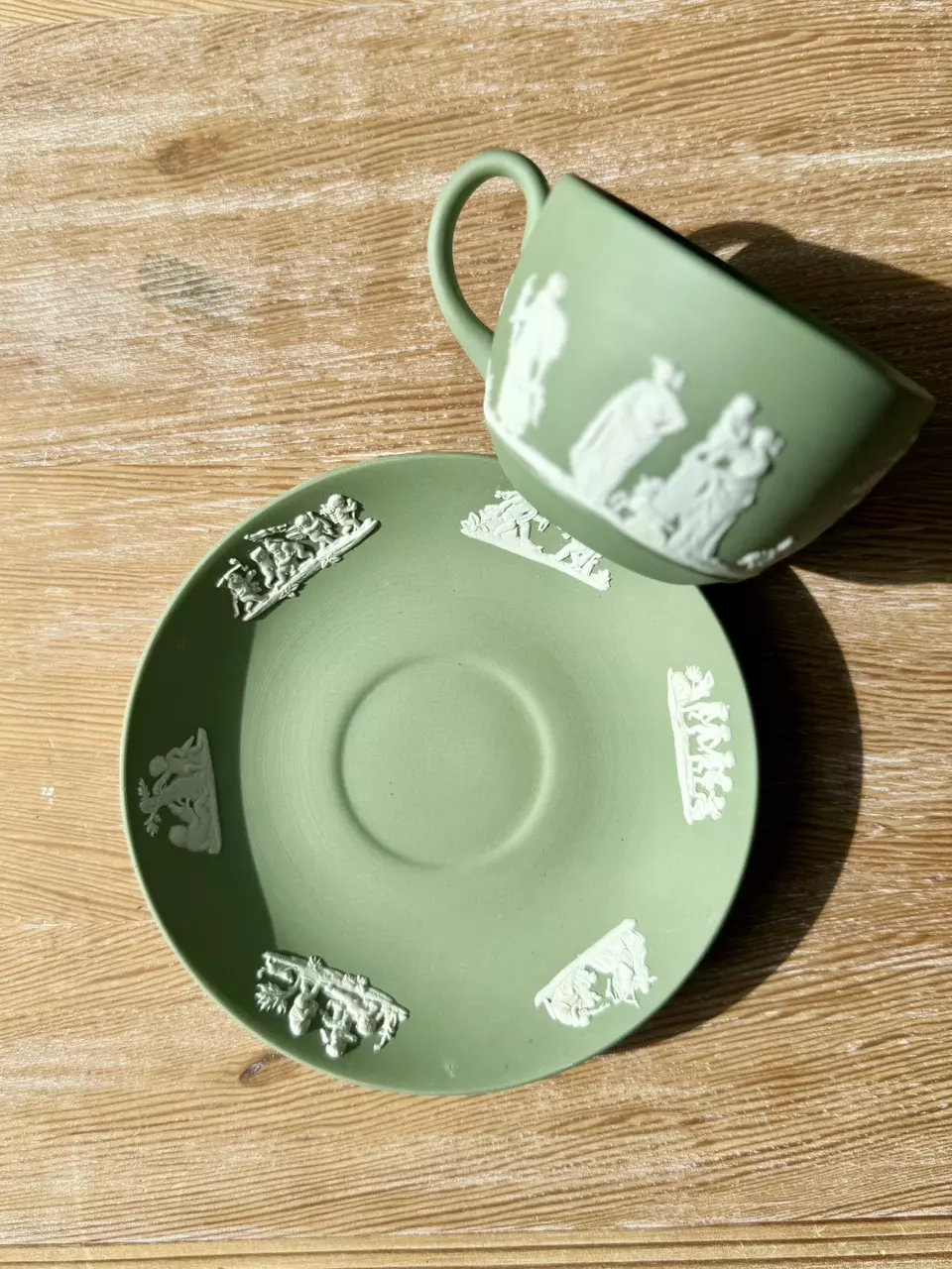 plant/Sage Green Teacup and Saucer - glazed-2