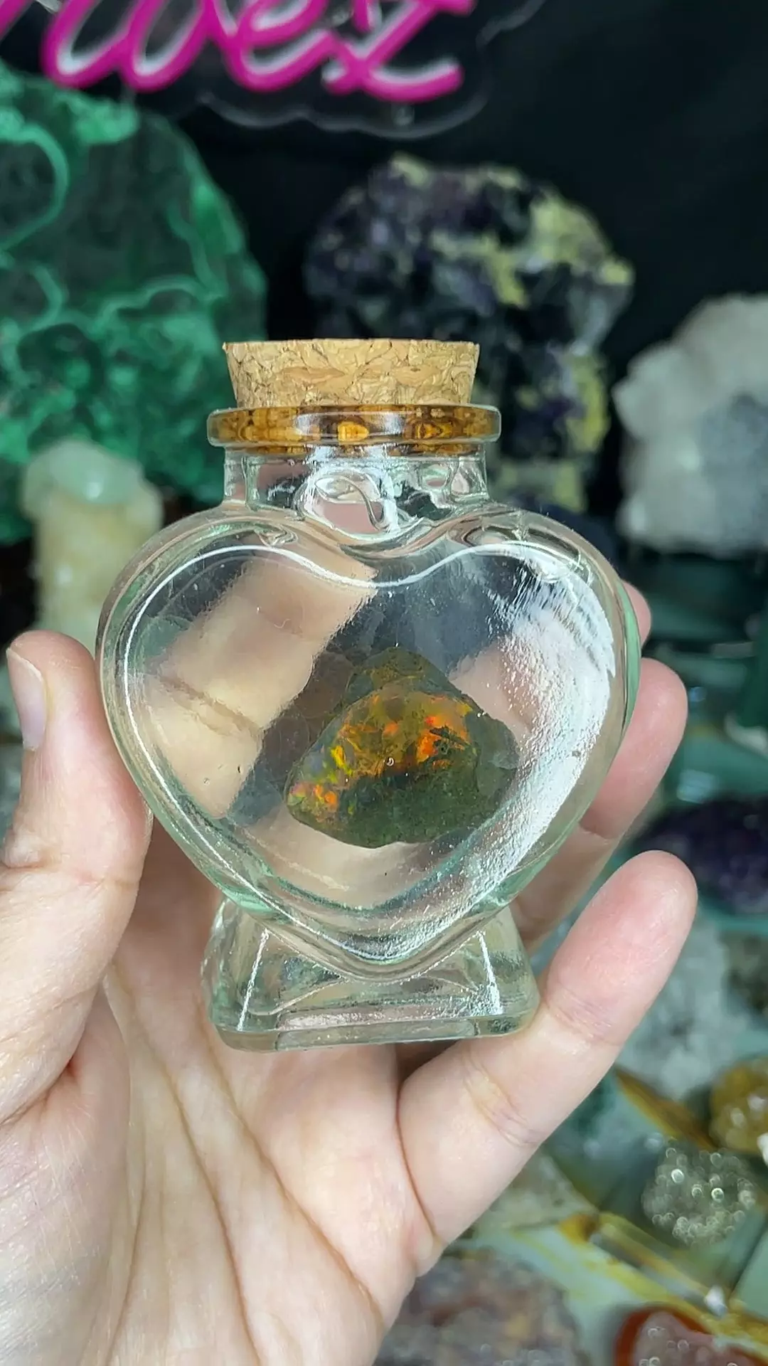 plant/High Grade Ethipoian Water Opal in Heart Jar Setup-0