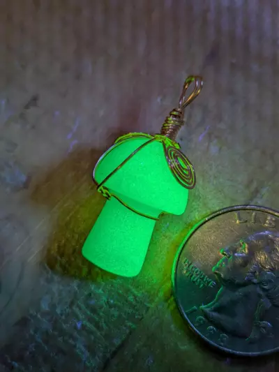 plant/#12112 Wire Wrapped UV/Glow Resin Mushroom Pendant-0-thumbnail