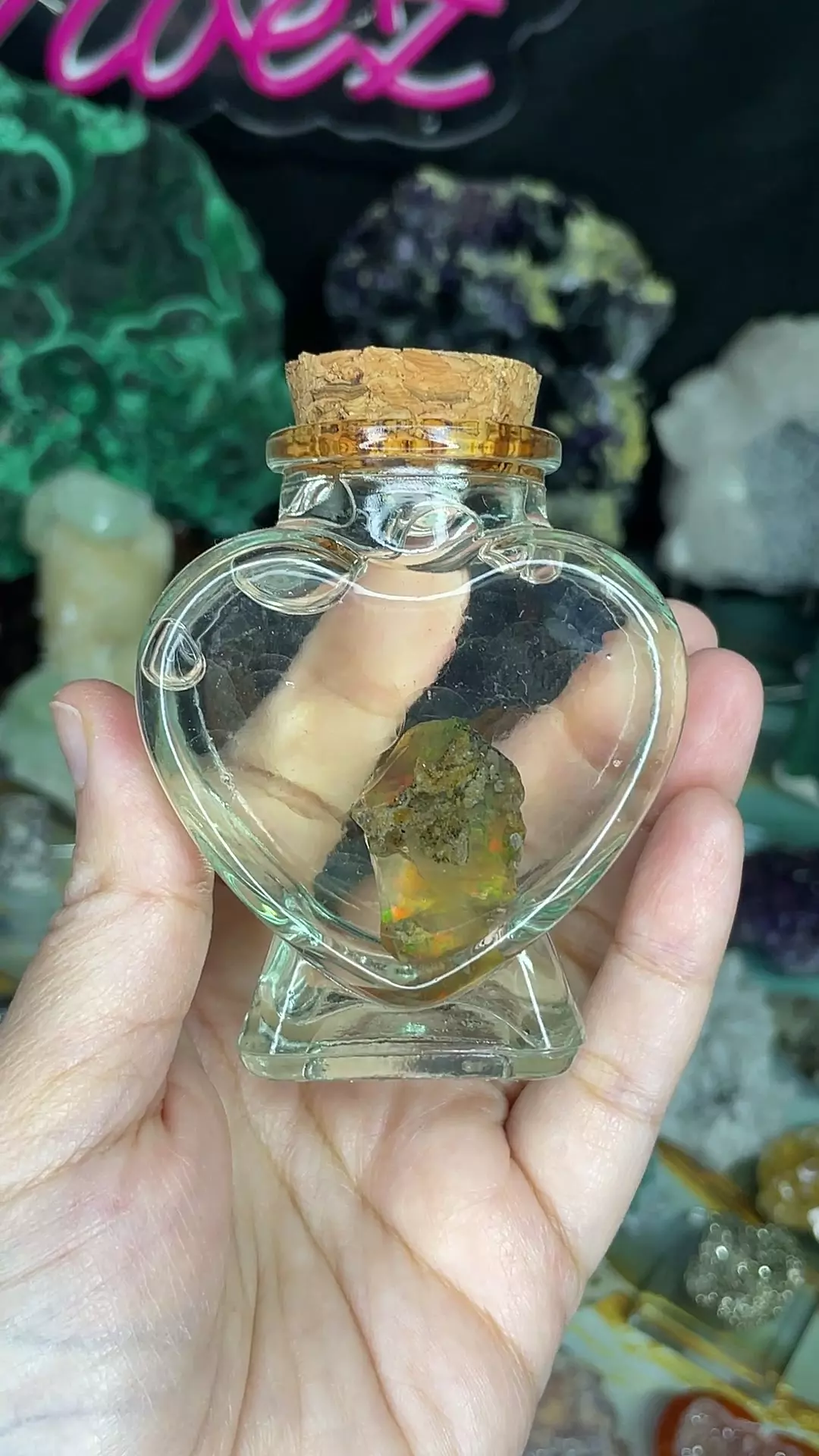 plant/High Grade Ethipoian Water Opal in Heart Jar Setup-0