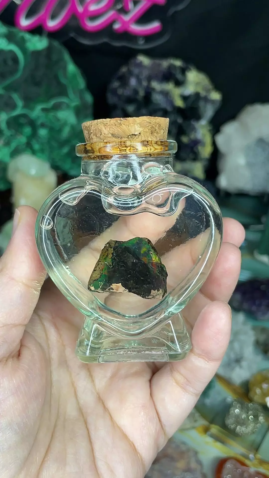 plant/High Grade Ethipoian Water Opal in Heart Jar Setup-0