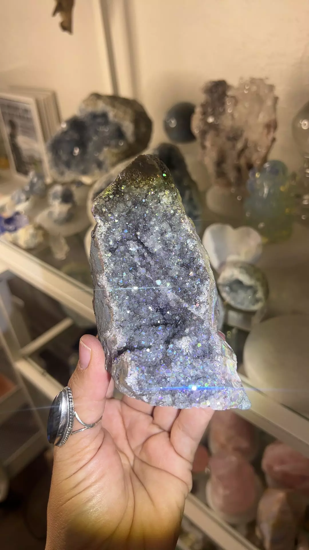 plant/Aura Amethyst w Selenite Plate-0