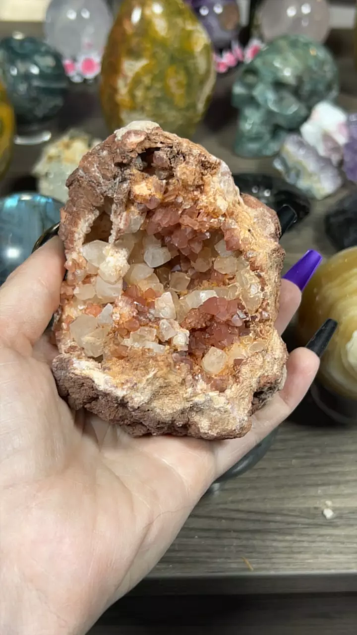 plant/Pink Amethyst Geode with Calcite-0