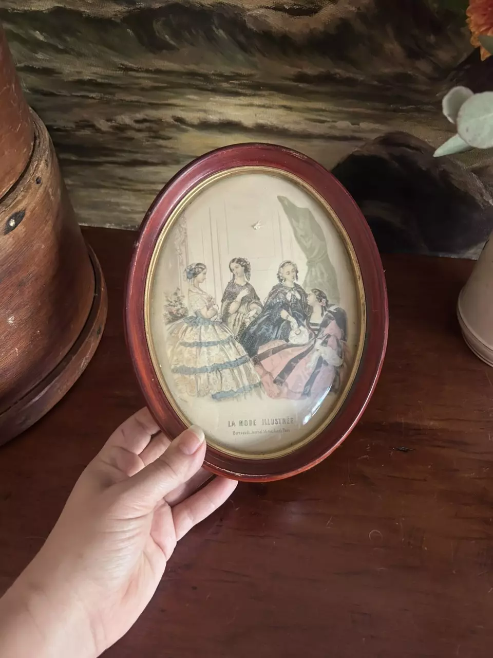 plant/Victorian ladies in bubble glass frames-0