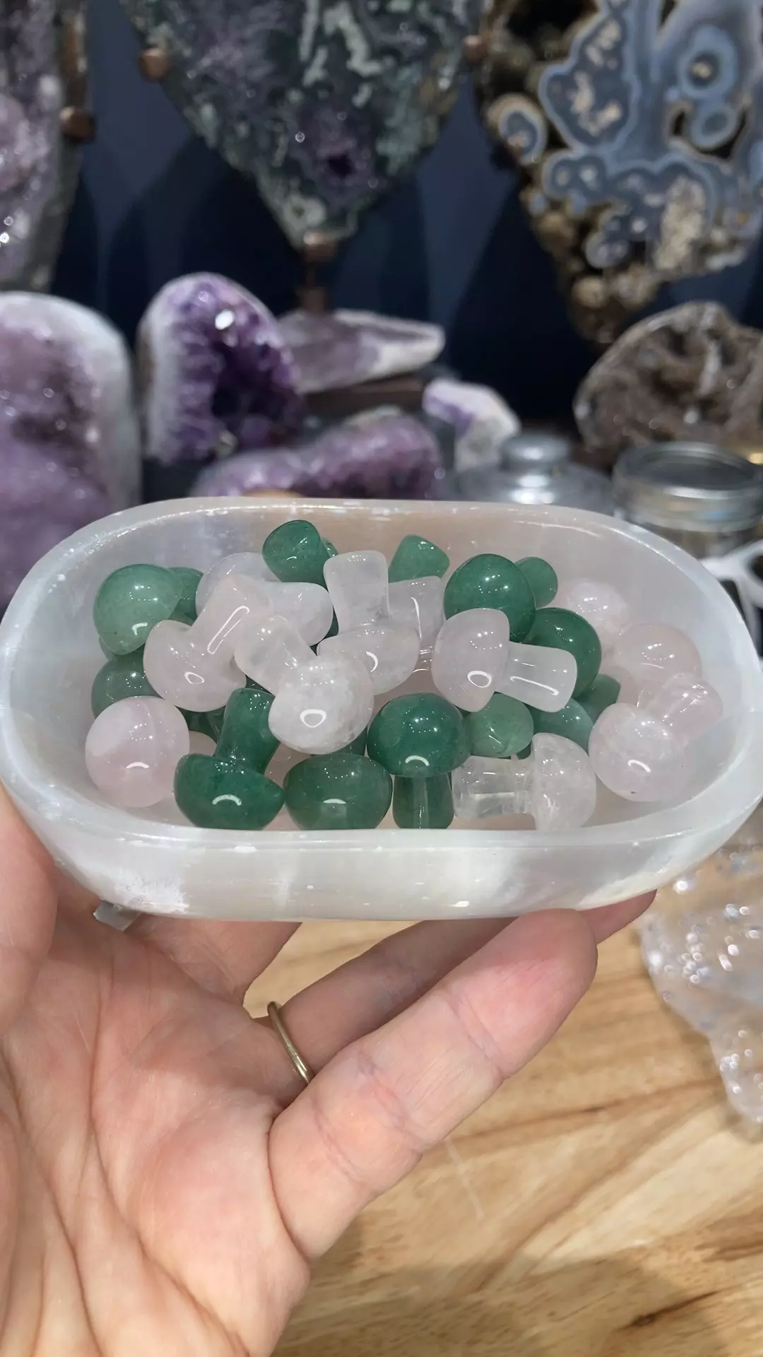 plant/WICKED rose quartz and adventurine 3oz mushroom bundle-0