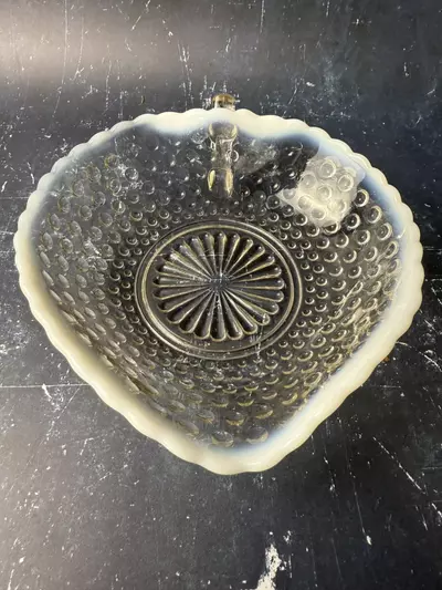 plant/Fenton Hobnail Heart Dish with Handle w/ hand made soap-0-thumbnail
