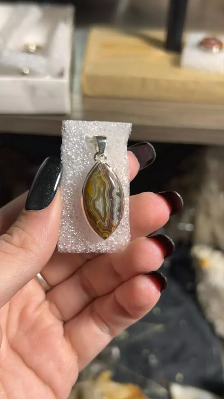 plant/Laguna Agate Pendant .925 ss-0
