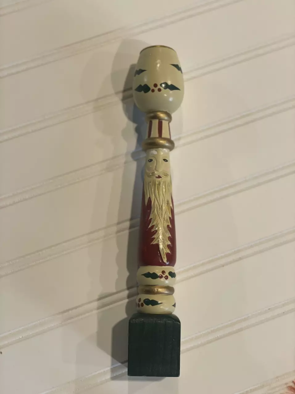 plant/Folk Art Santa Candle Stick Holder-0