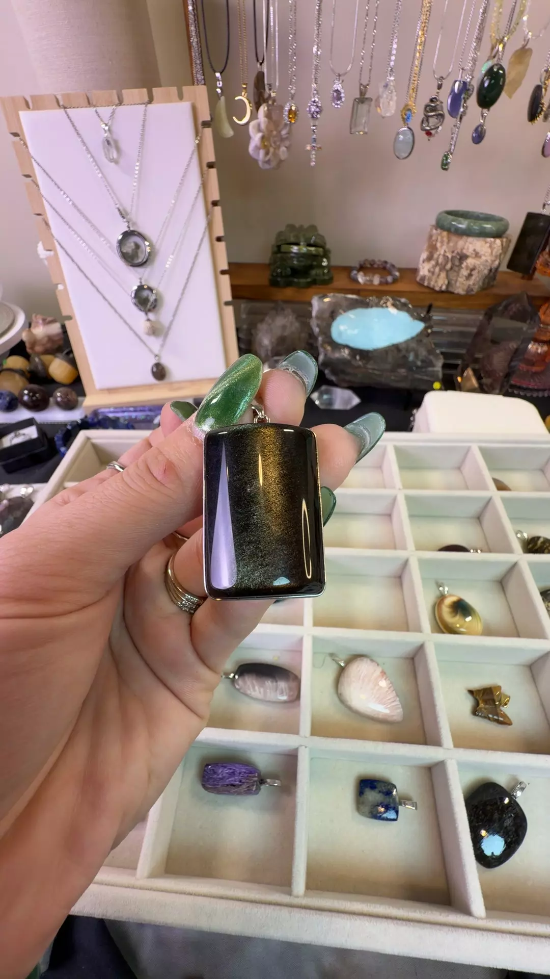 plant/gold sheen obsidian-0