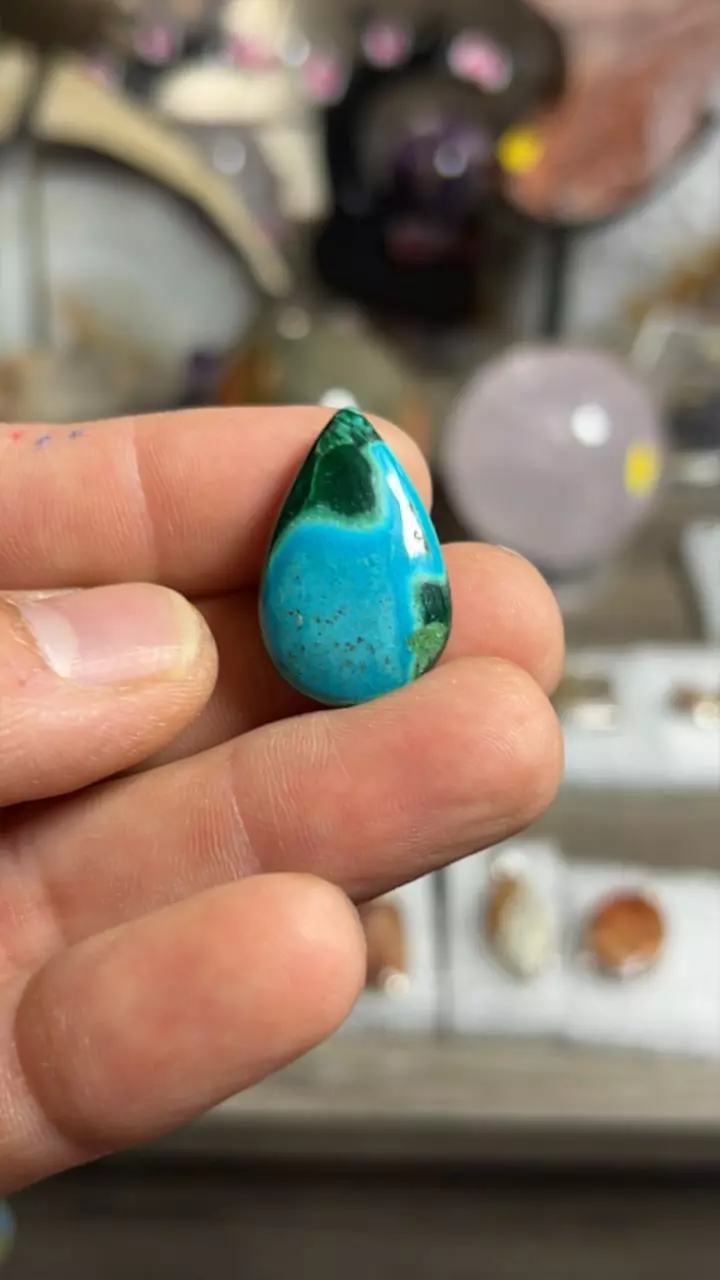 plant/Malachite Chrysocolla Cab-0