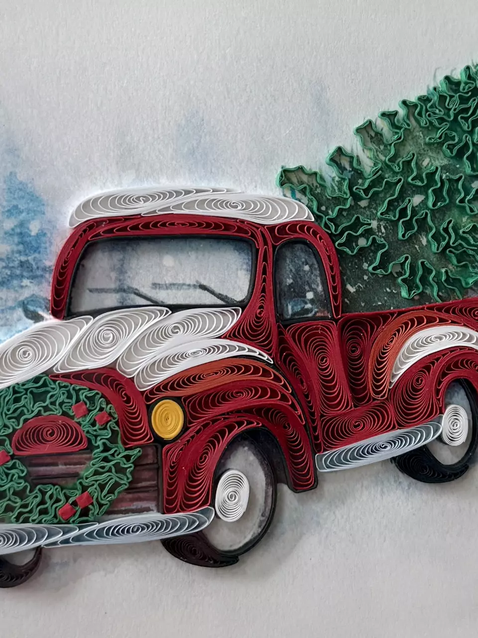 plant/Paper quilled truck art-1