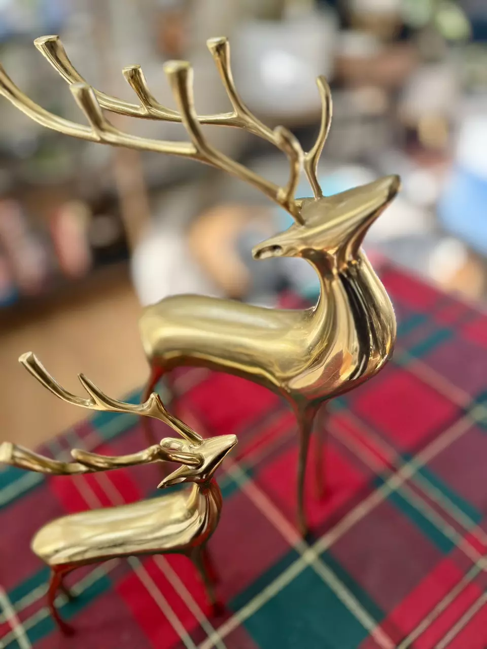 plant/Pair of brass deer-1