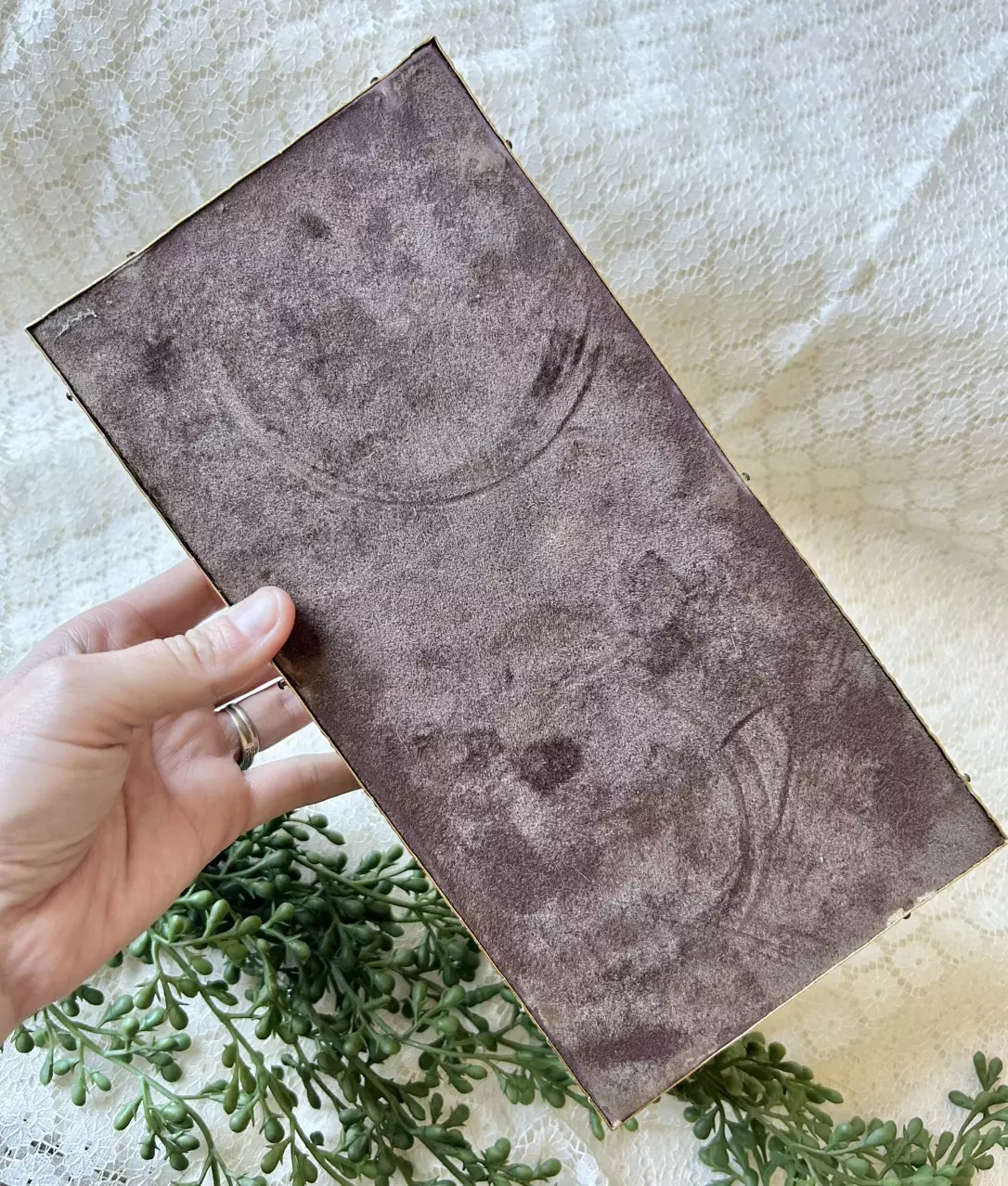 plant/Gold Filigree Tissue Kleenex Box Cover Floral Hollywood Regency Lidded-3