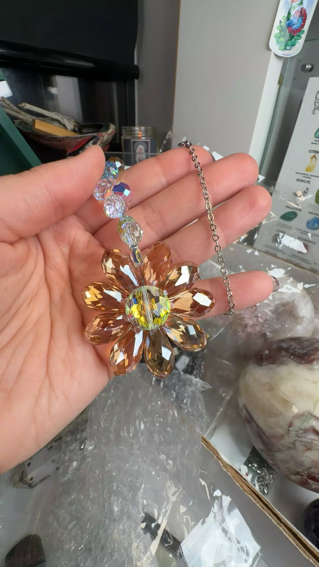 plant/Crystal Yellow Daisy Sun Catcher-0