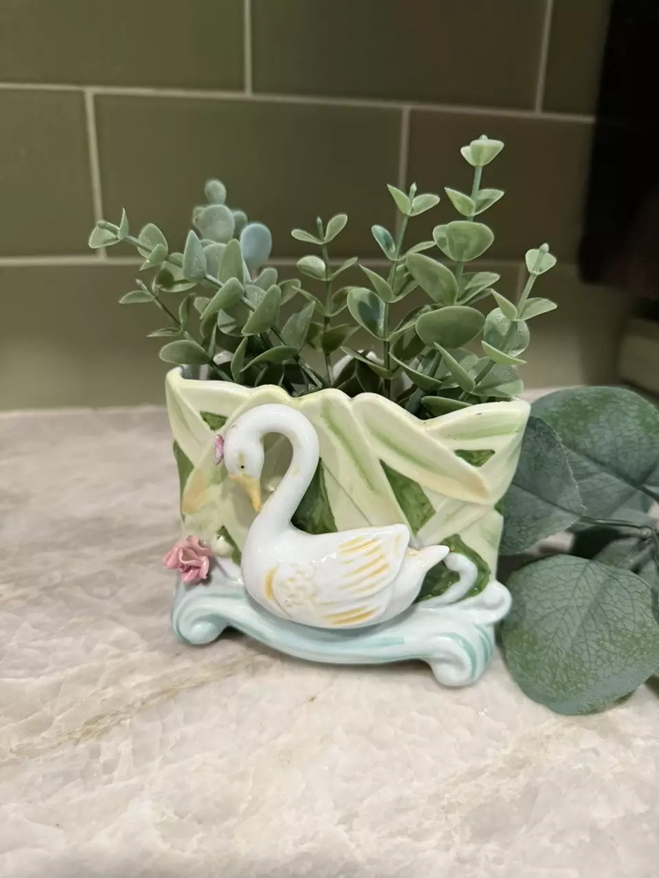 plant/Porcelain Swan Planter-0