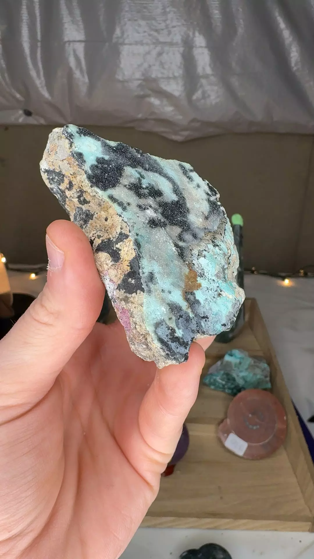 plant/Druzy Chrysocolla and Cobalto Calcite Congo $21-0