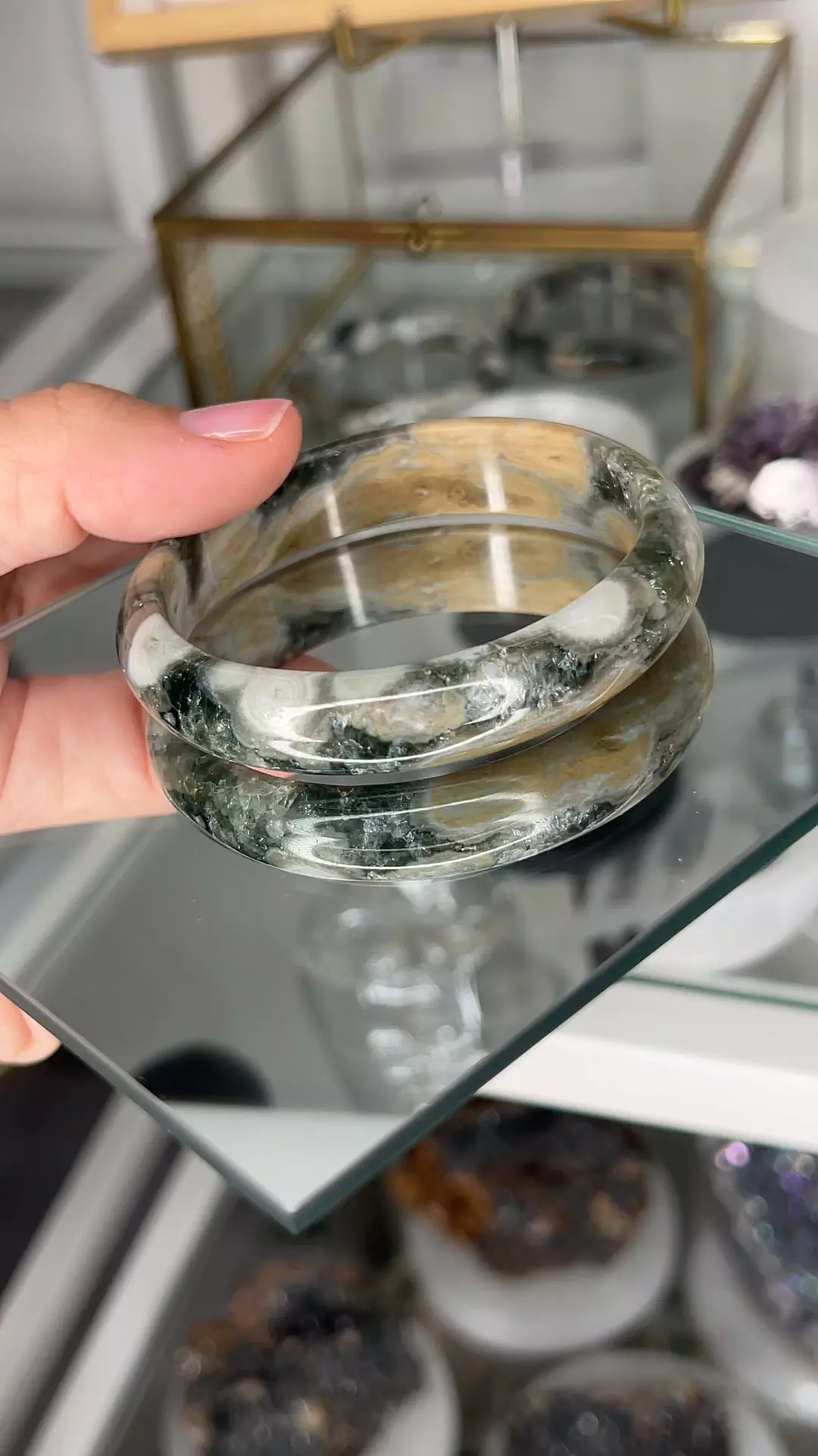 plant/Ocean Jasper x Quartz bangle 60mm $60-0