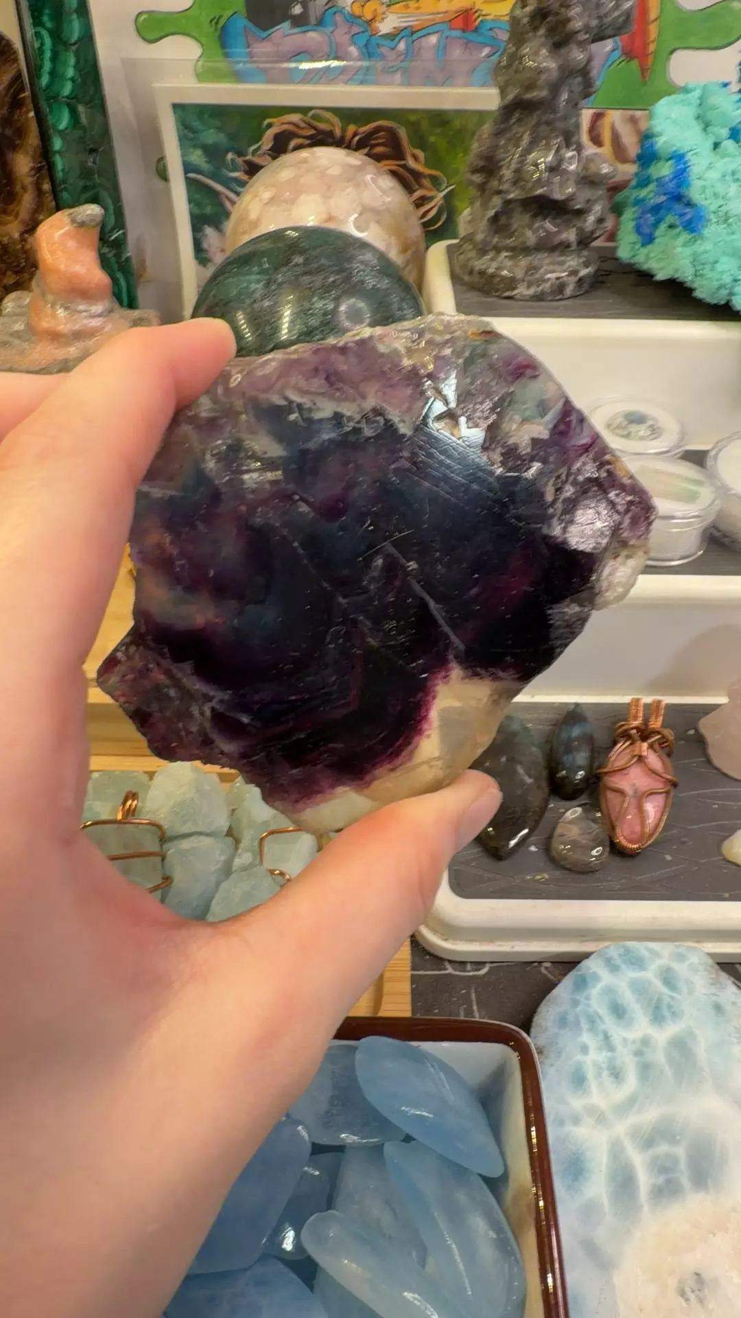 plant/Rainbow Flourite slab-0