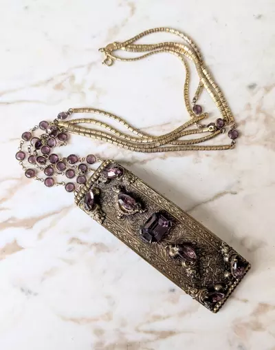 plant/1920s French pendent with Amethyst colored crystals-0-thumbnail