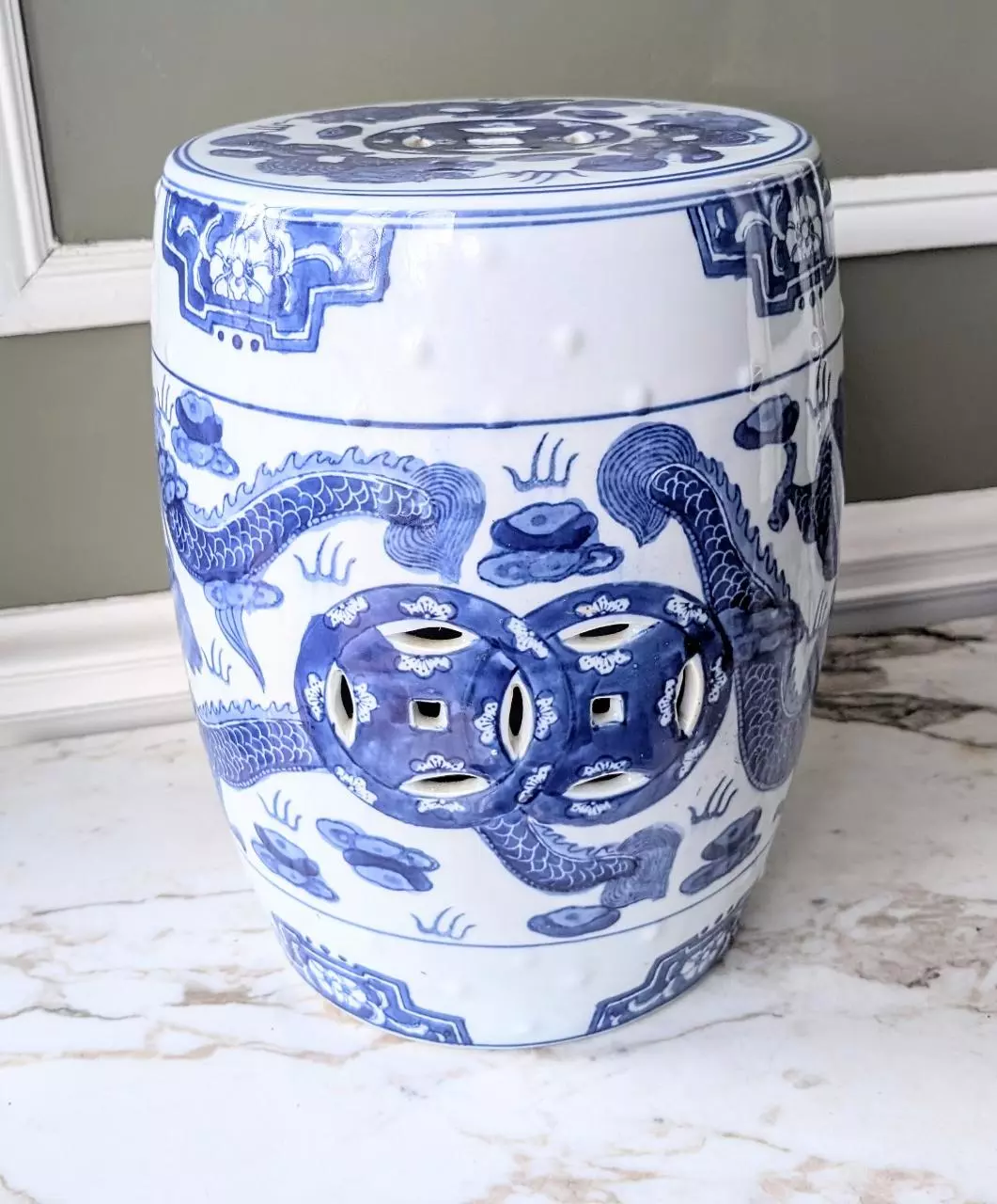 plant/Hand painted Chinoiserie Garden Stool-0