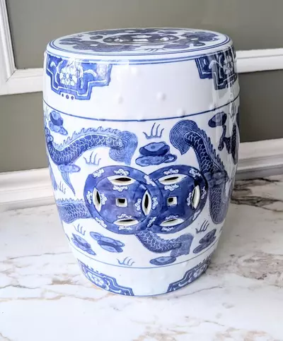 plant/Hand painted Chinoiserie Garden Stool-0-thumbnail