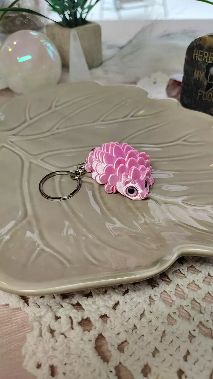 plant/pink hedgehog keychain-0