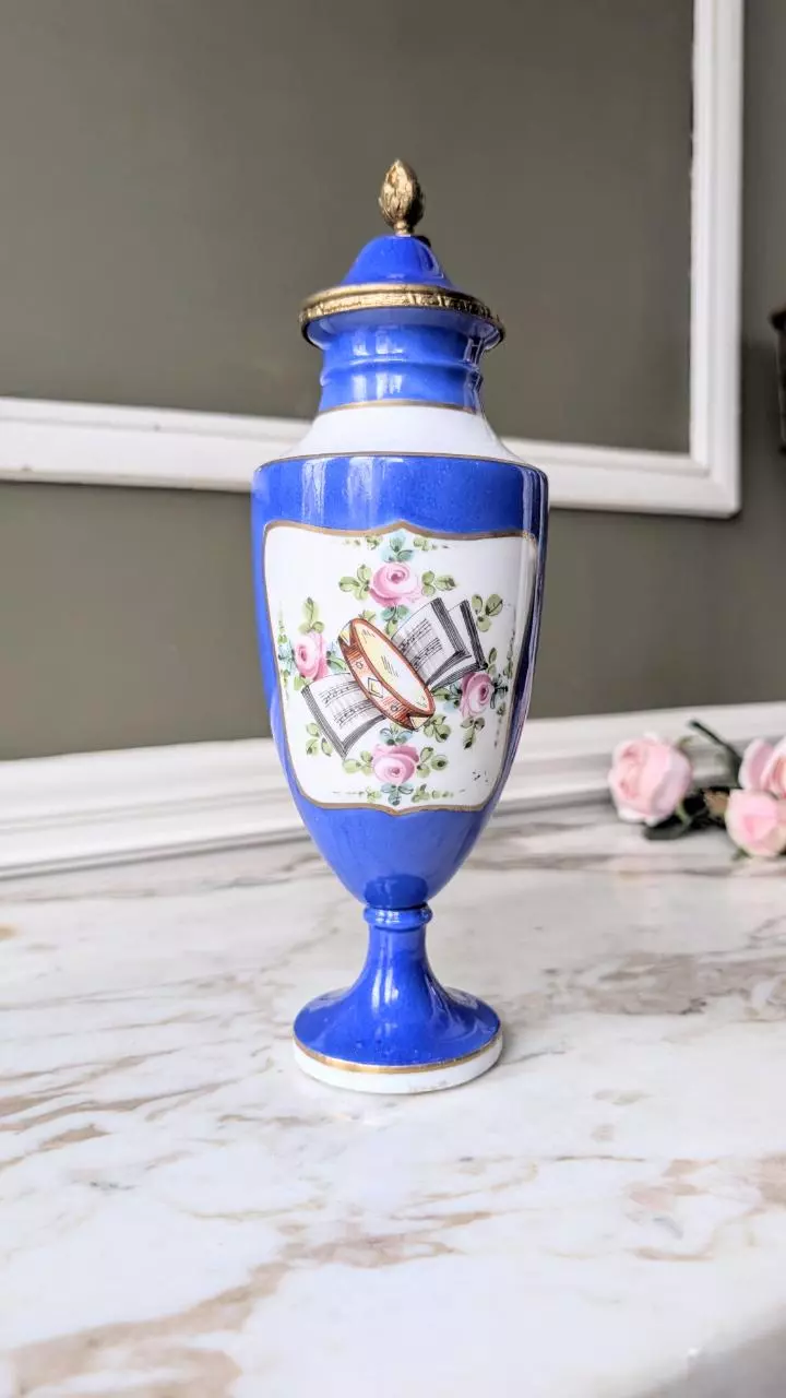 plant/Sevres style French Bronze & porcelain Cassolette-0