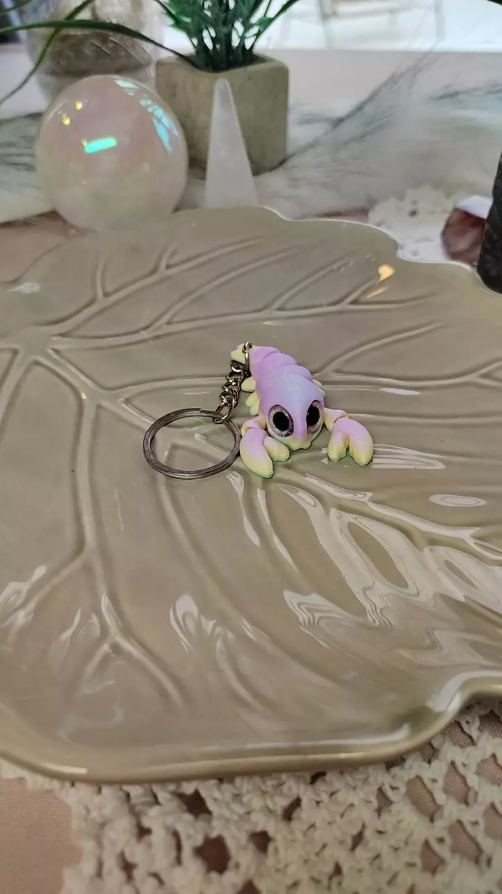 plant/pink yellow green lobster keychain-0