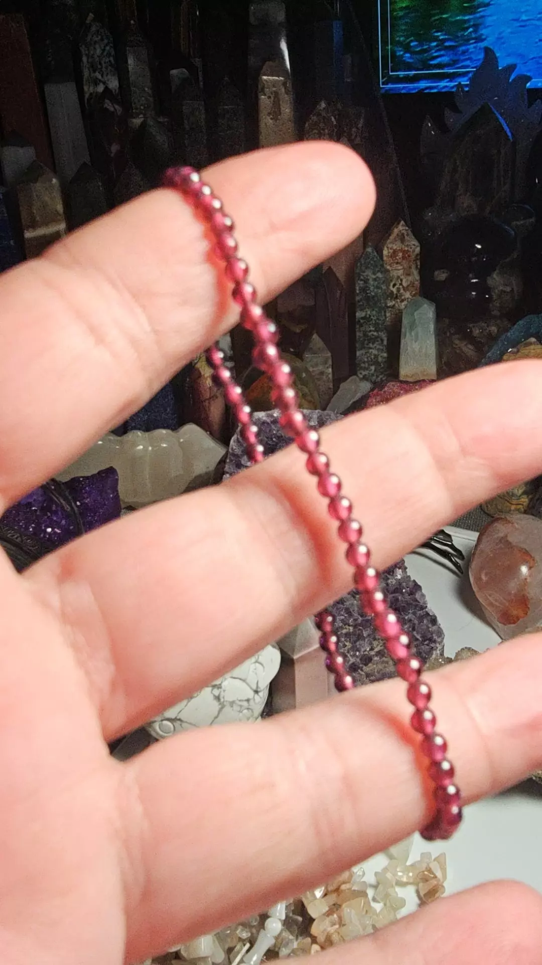 plant/Garnet bead bracelet-0
