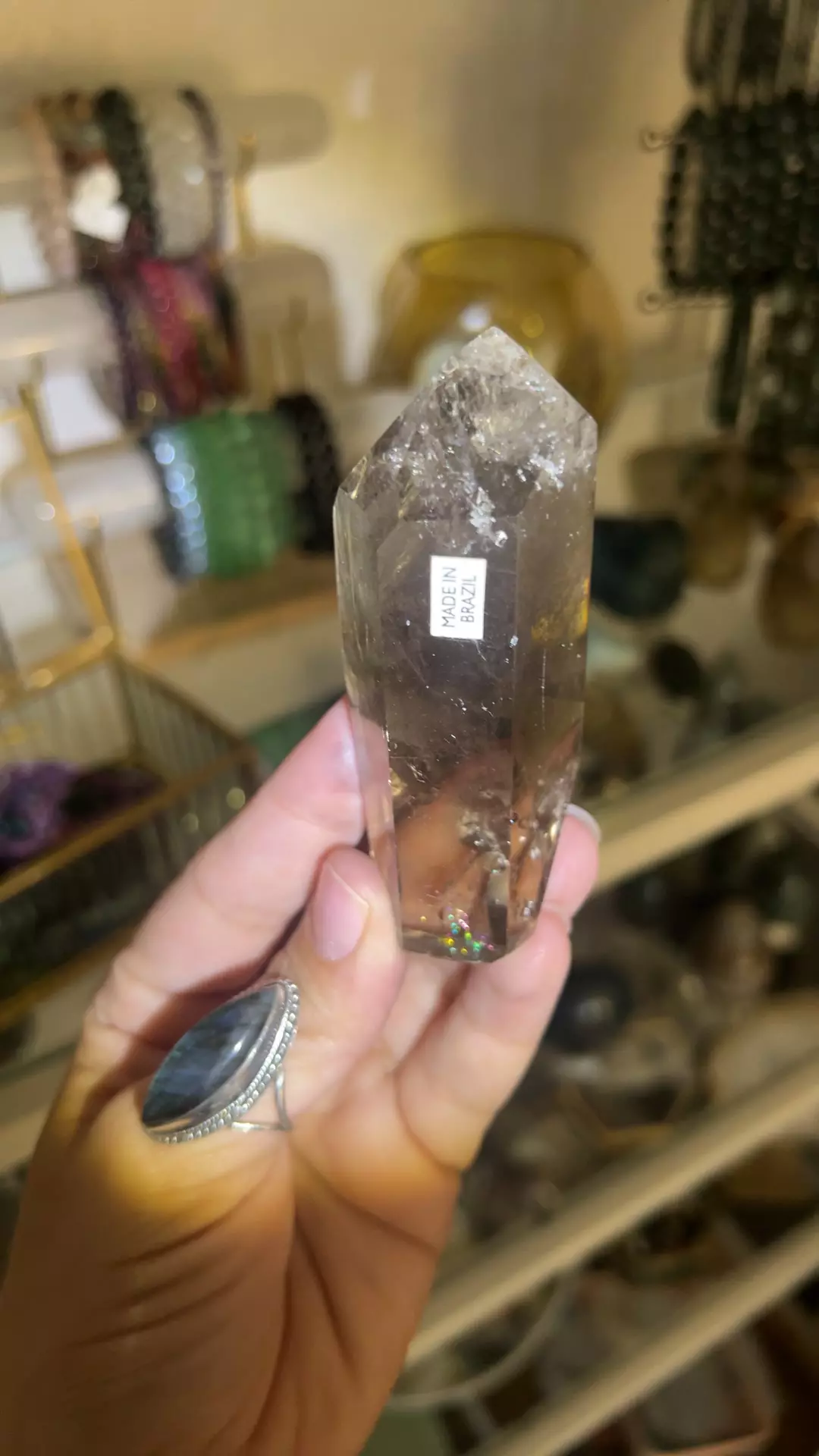 plant/Polished Smoky W Golden Rutile & Aperaturw-0