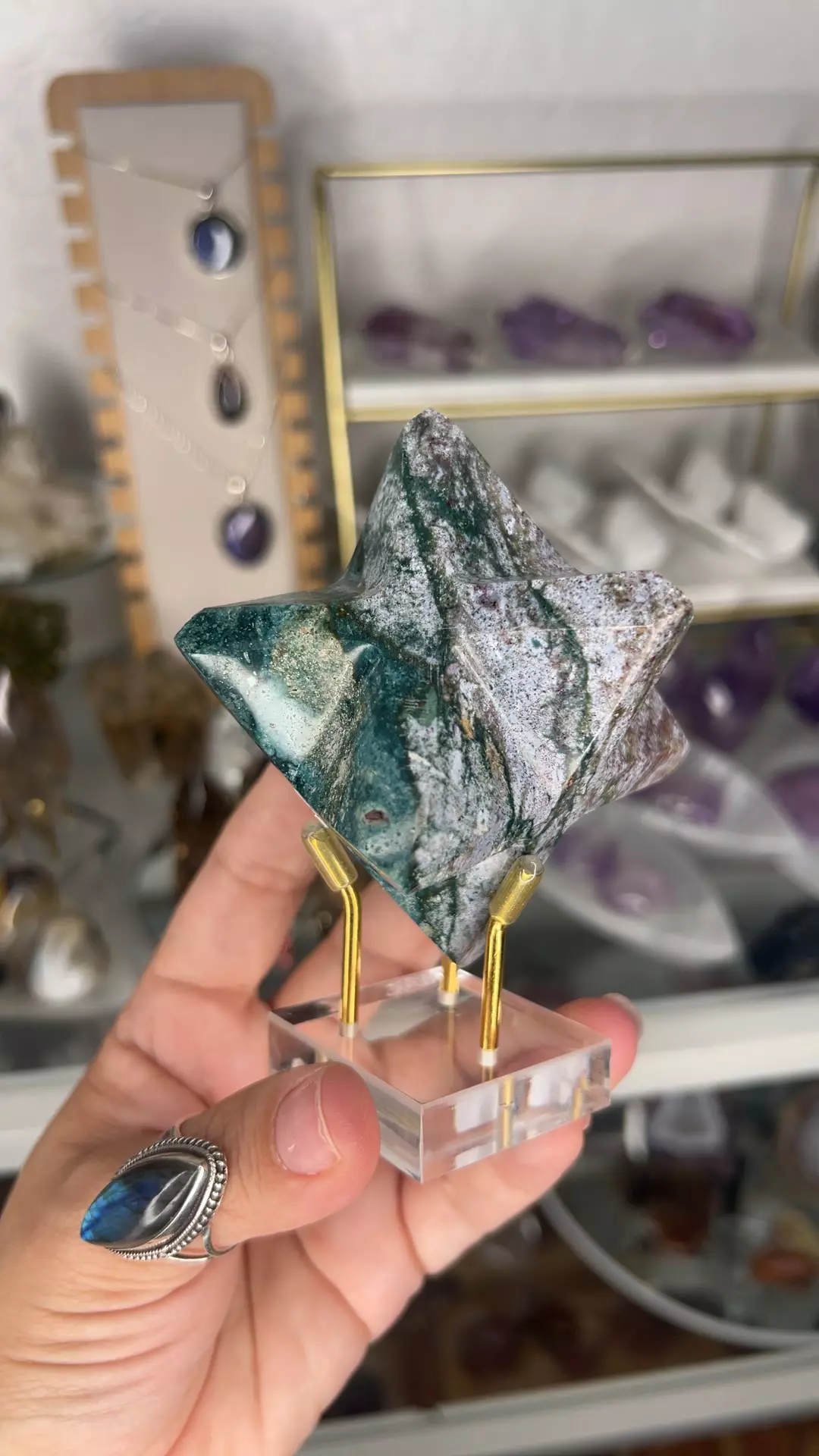 plant/Ocean Jasper Merkabe on stand $42-0