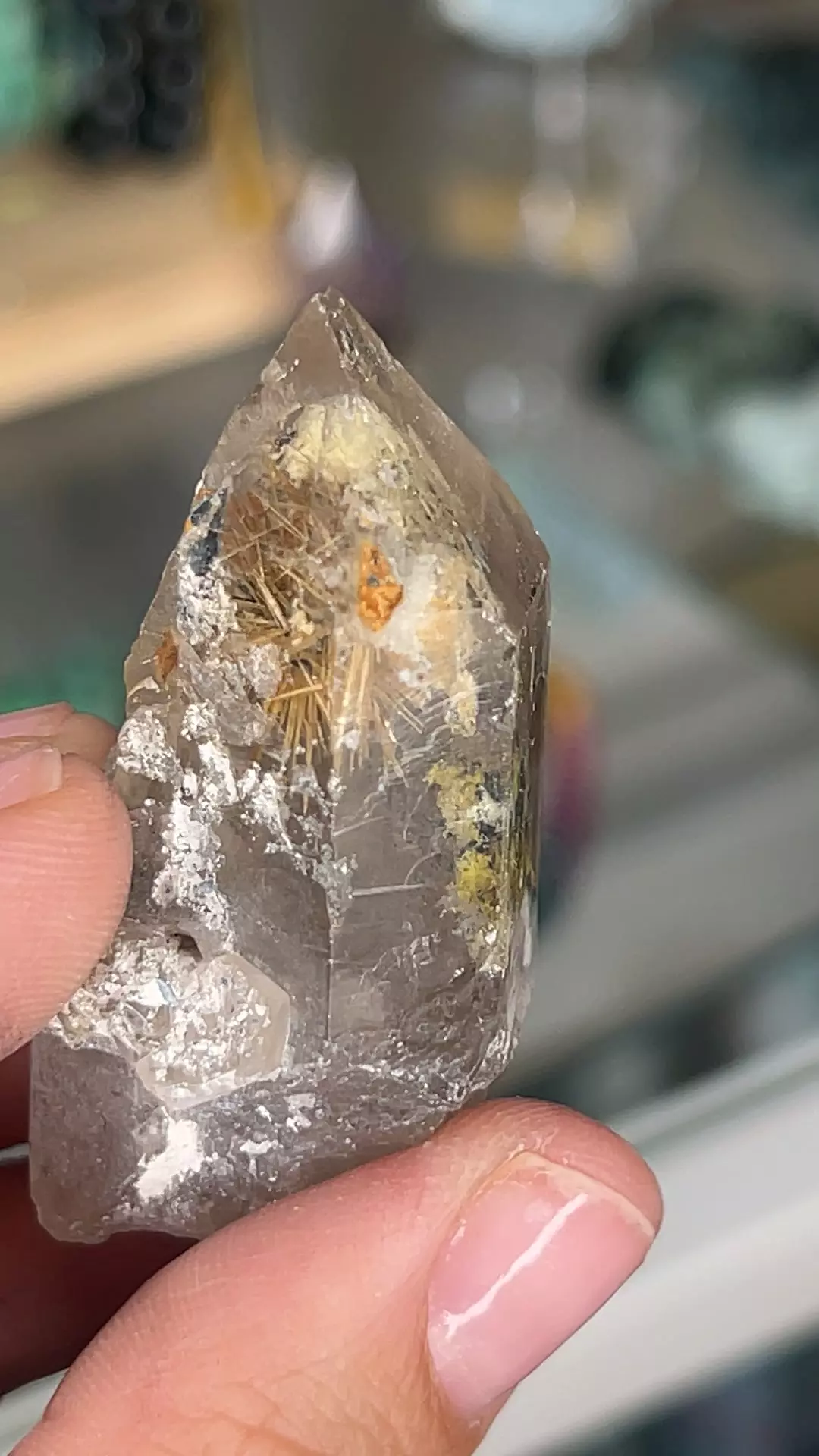 plant/Mini Smoky raw quartz with golden rutile-0