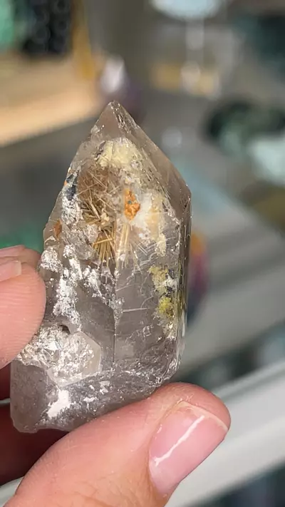 plant/Mini Smoky raw quartz with golden rutile-0-thumbnail