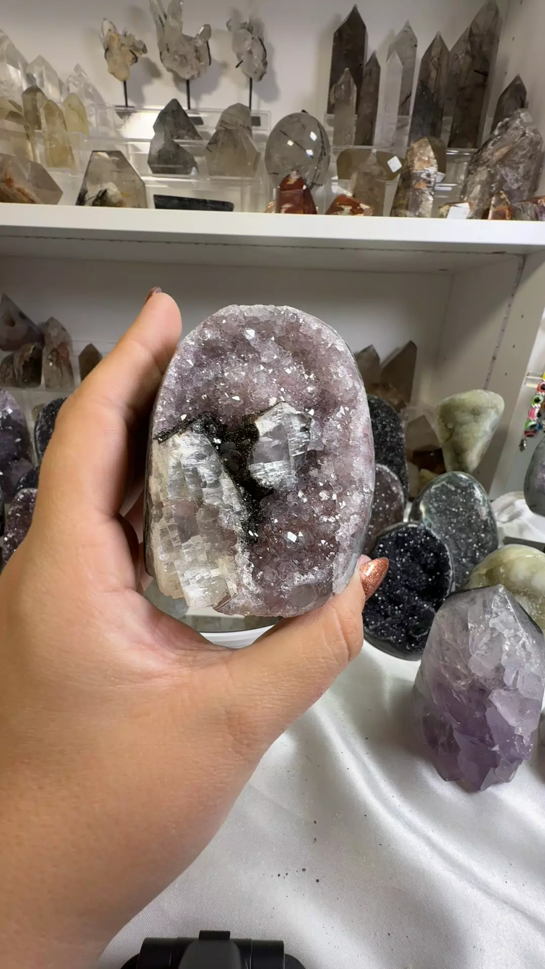 plant/U6.22 Amethyst Cutbase with calcite-0