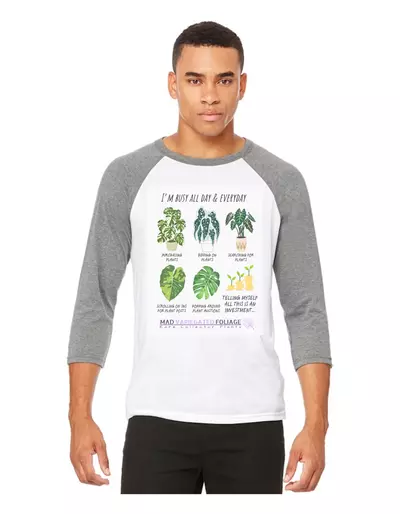 plant/♥️Baseball T-shirt Light Heather Gray/RED 3/4th sleeves Size M♥️-2-thumbnail