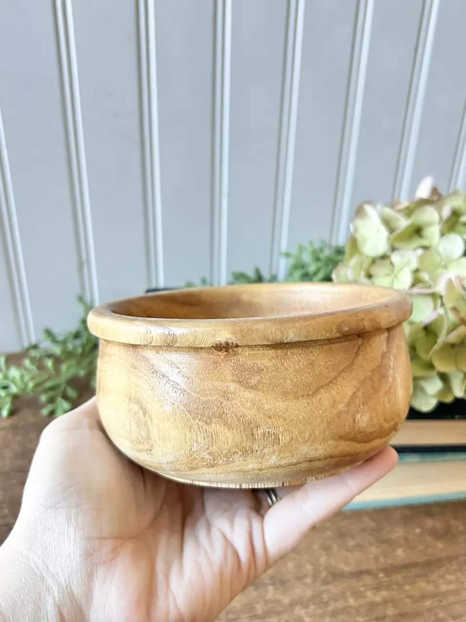 plant/Hand turned wooden bowl 5 x 2 1/2-4