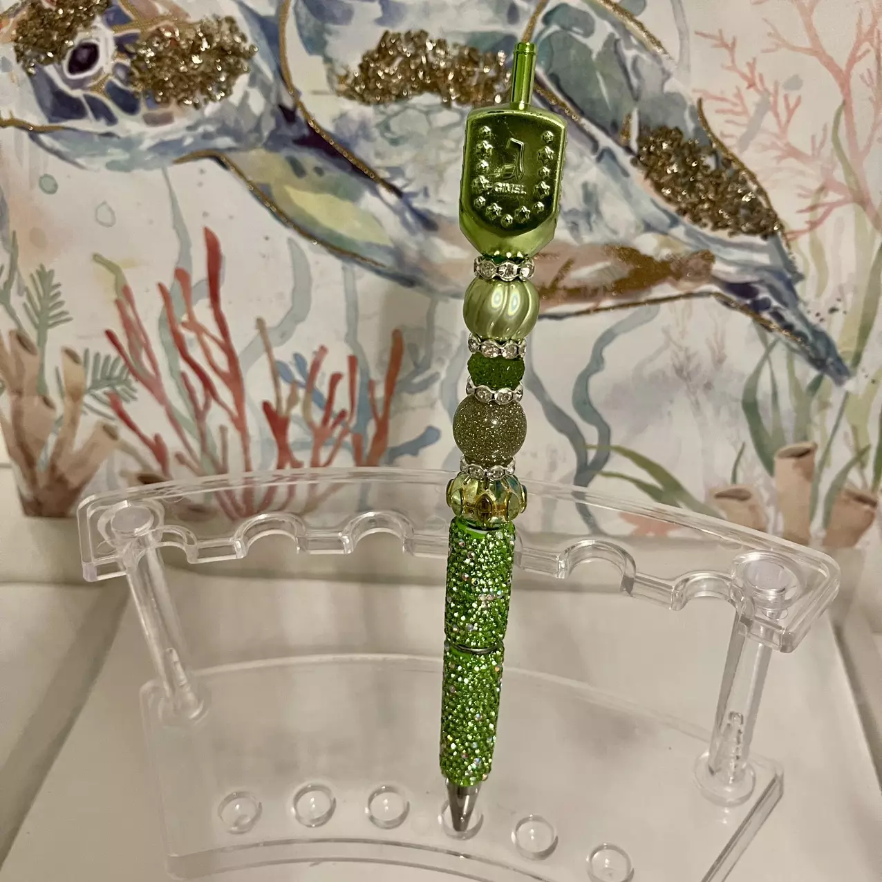 plant/Shiny Green Dreidel Pen-1