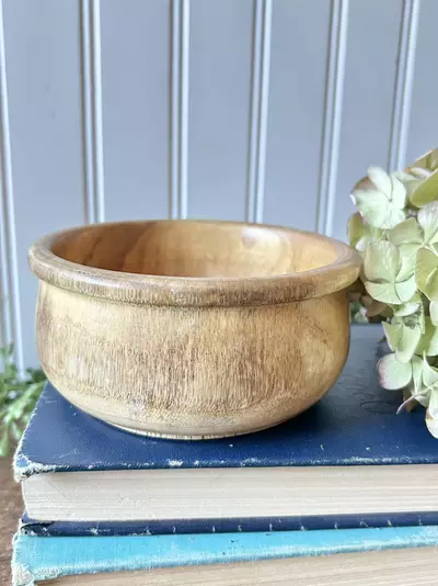 plant/Hand turned wooden bowl 5 x 2 1/2-1-thumbnail