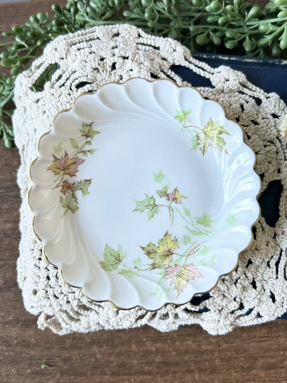 plant/Limoges trinket tray- Fall leaves 4 1/2”-0