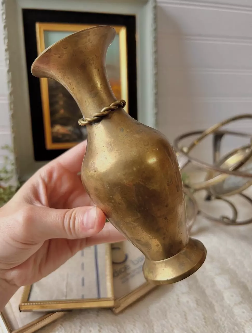 plant/Brass vase with twisted rope detail-2
