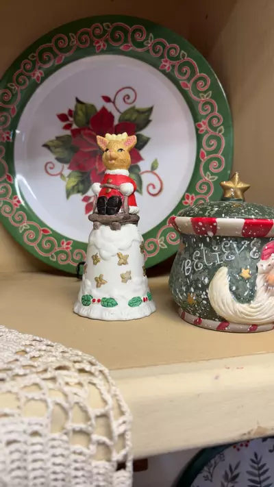 plant/Christmas ceramic/porcelain bell. Reindeer on sled-0-thumbnail