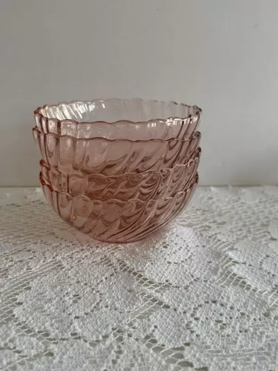 plant/Arcoroc France Rosaline Pink Swirl Depression Glass set 4-0-thumbnail