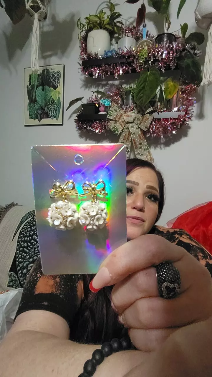 plant/FLOWER BALL DROP EARRINGS-0