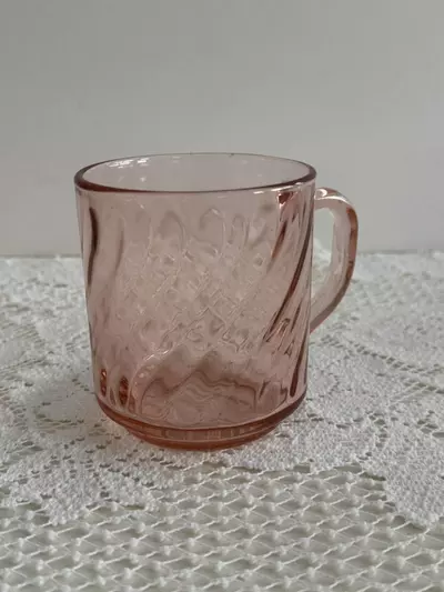plant/Arcoroc France Pink Rosaline Optic Swirl Coffee Mug set 4-1-thumbnail
