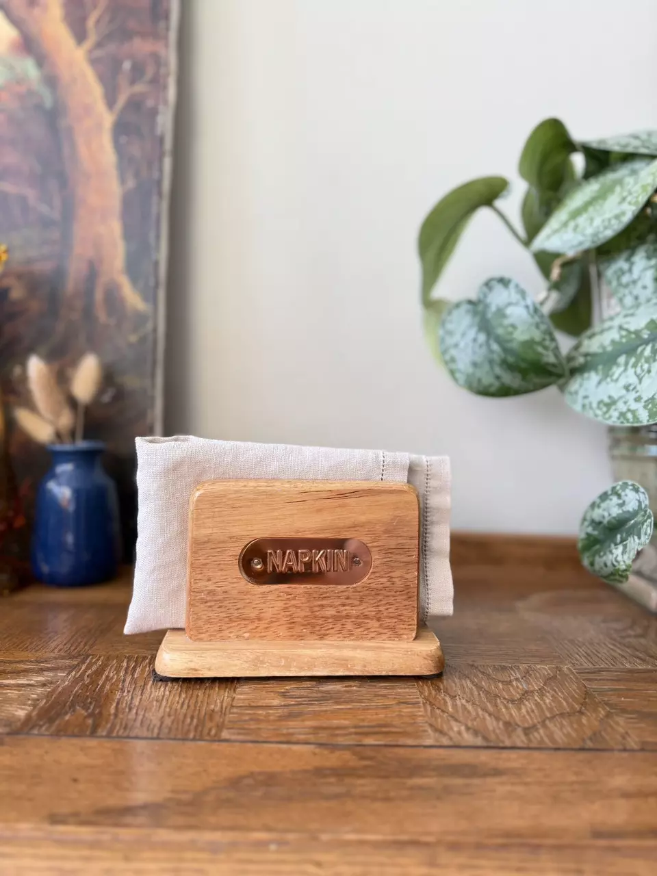 plant/Napkin holder with copper plate-0
