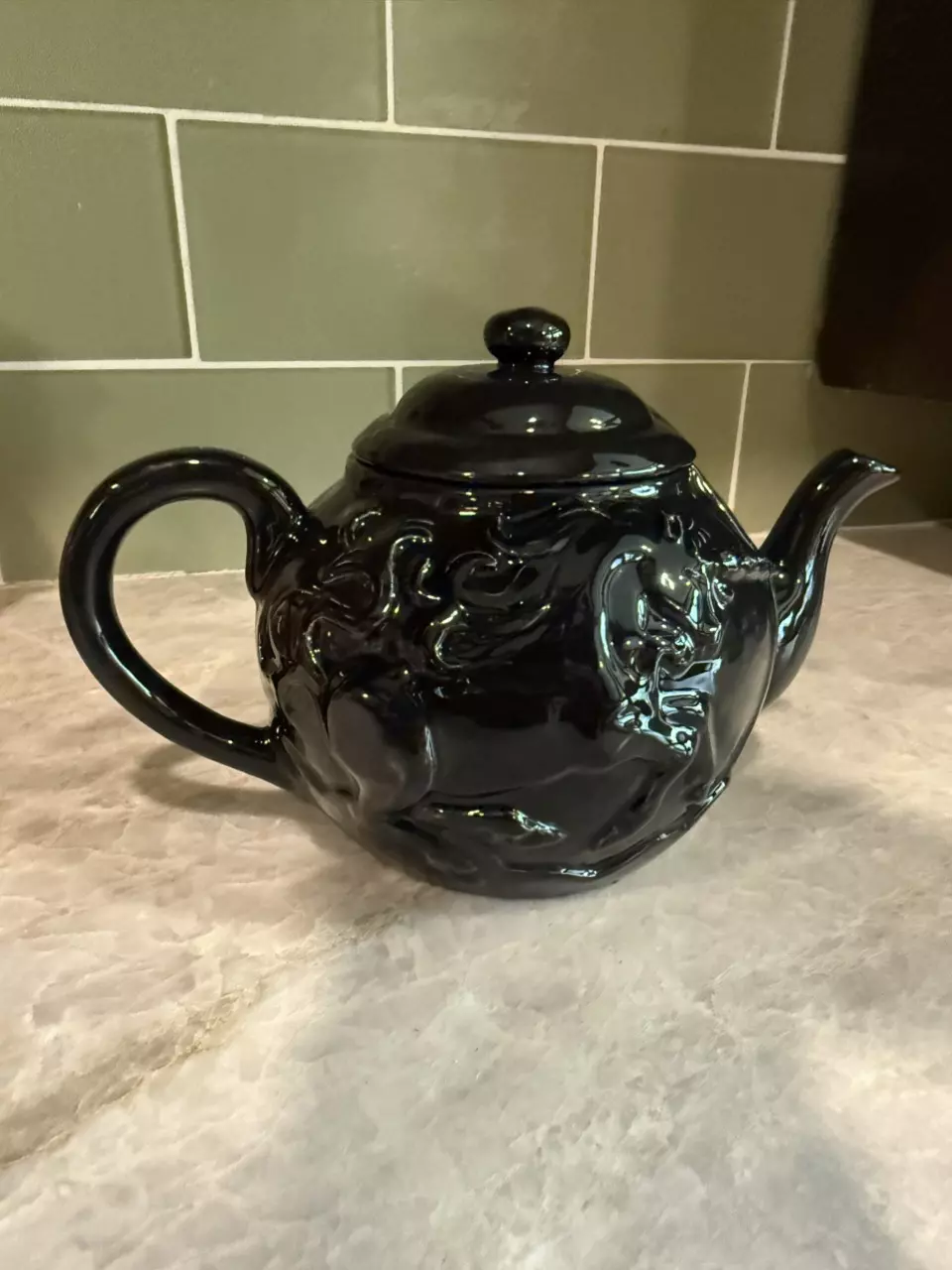 plant/Black Pottery Unicorn Teapot-0